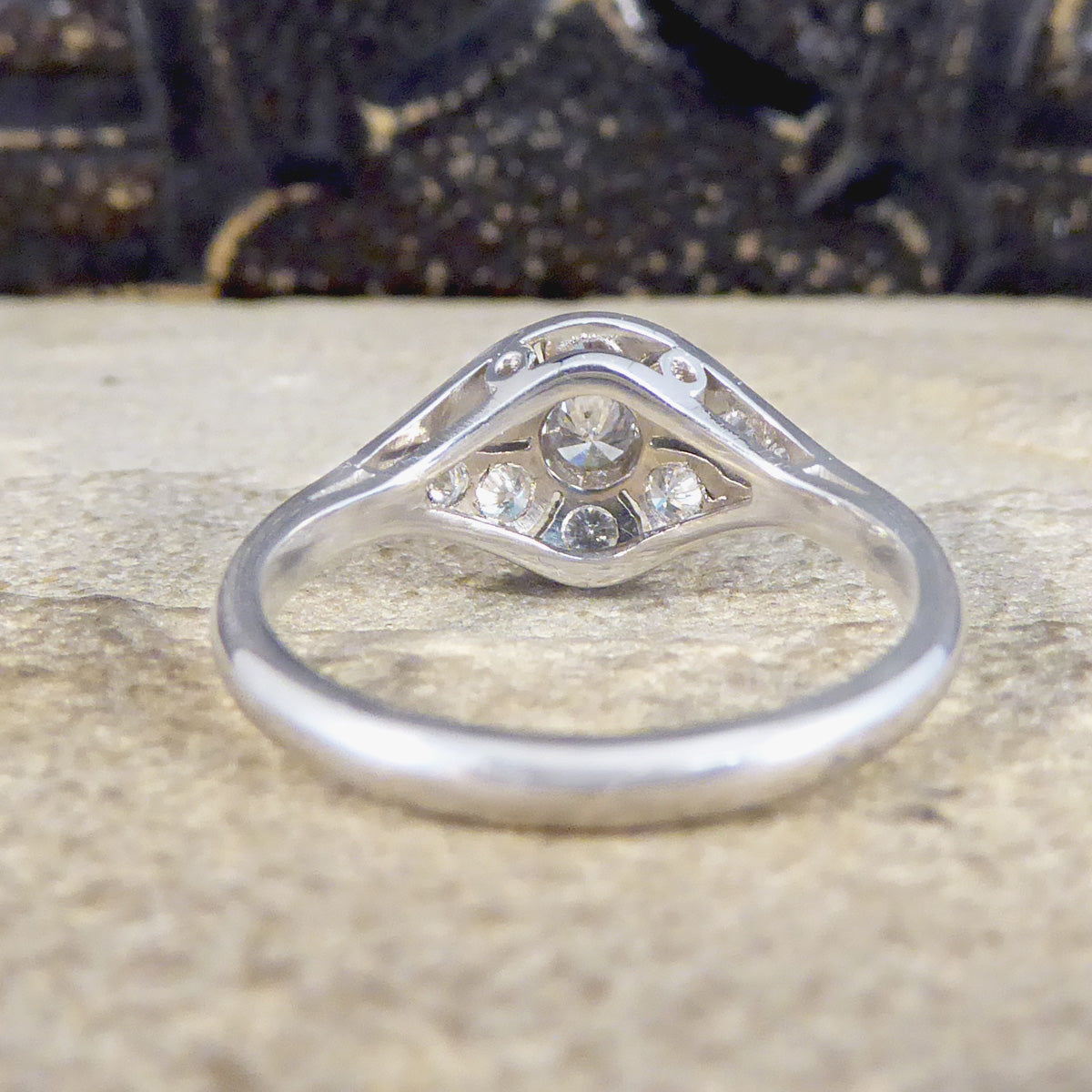 Premium Period Art Deco Replica 0.45ct Diamond Ring in 18ct White Gold - Wharfedale Antiques