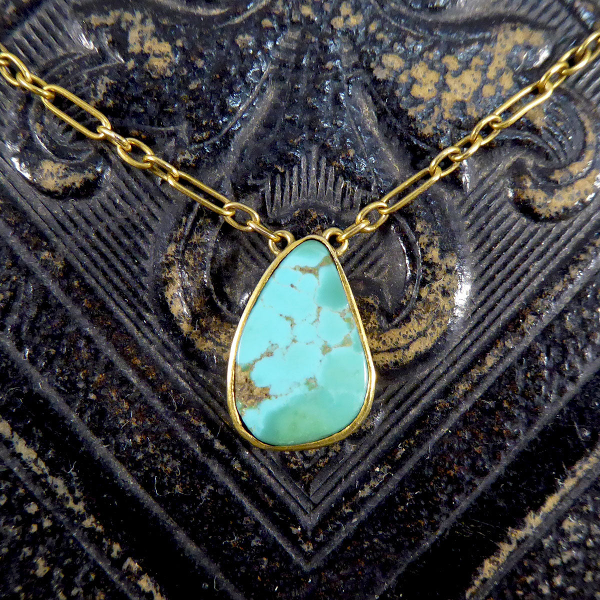 Antique Collar set Turquoise Spacer Necklace in 15ct Yellow Gold - Wharfedale Antiques