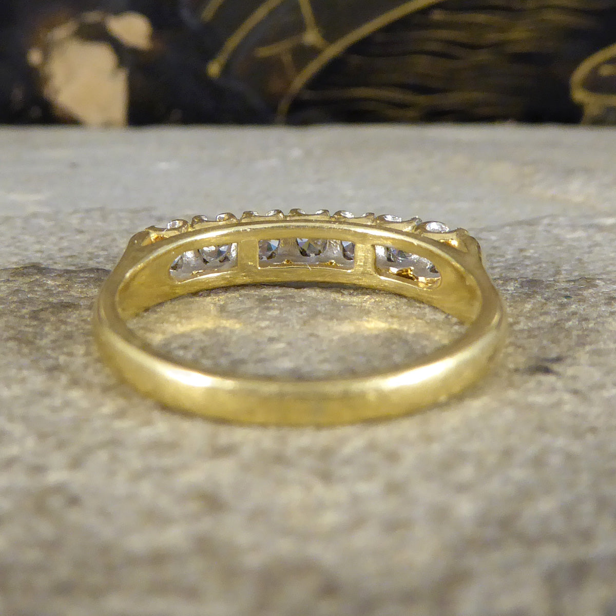Brilliant Cut Seven Stone Diamond Millennium Ring in 18ct Yellow Gold - Wharfedale Antiques