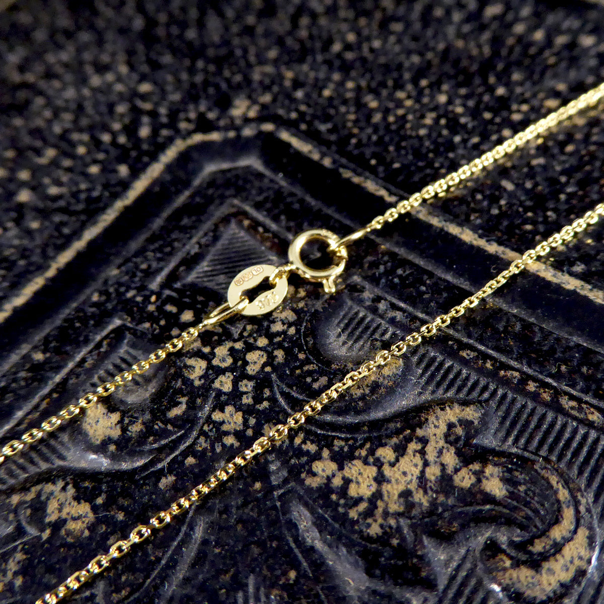 Diamond Set U Initial Pendant in 18ct Yellow Gold on a Yellow Gold Necklace Chain - Wharfedale Antiques