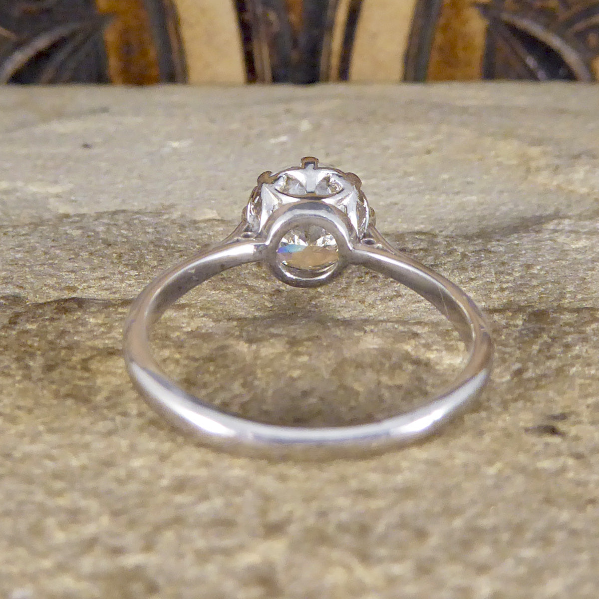 1930's 1.77ct Round Brilliant Cut Diamond Solitaire Engagement Ring in 18ct White Gold and Platinum - Wharfedale Antiques