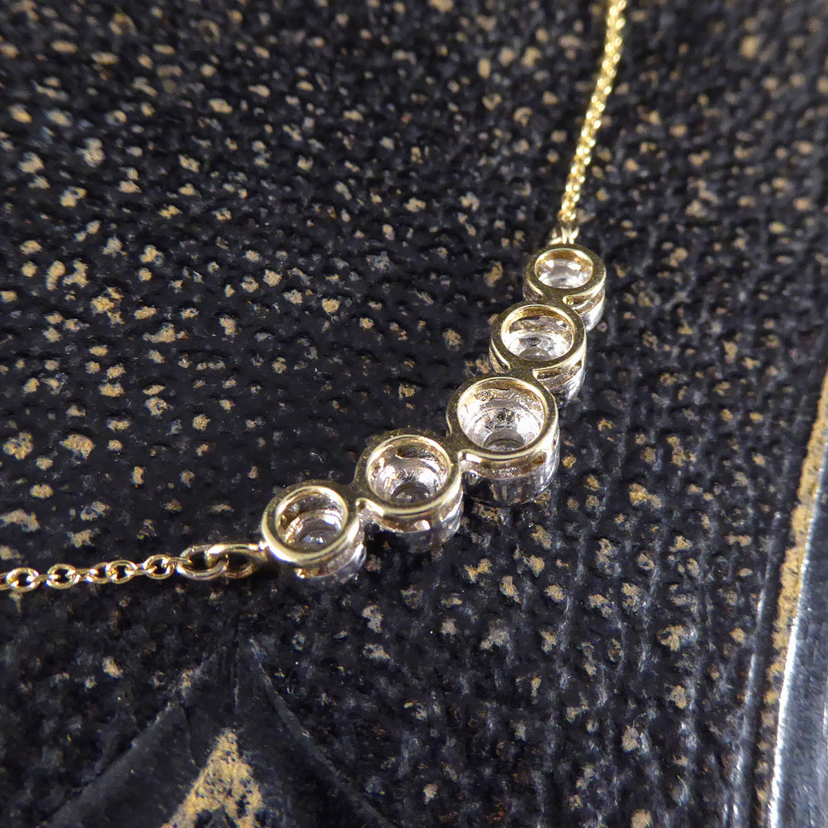 Brilliant Cut Diamond Five Stone Necklace in 18ct White and Yellow Gold - Wharfedale Antiques