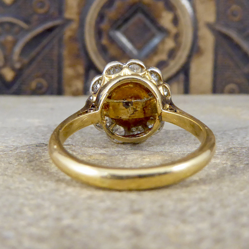 1930's Cultured Pearl and Diamond Cluster Ring in 18ct Gold - Wharfedale Antiques