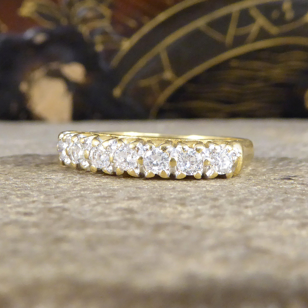 Brilliant Cut Seven Stone Diamond Millennium Ring in 18ct Yellow Gold - Wharfedale Antiques