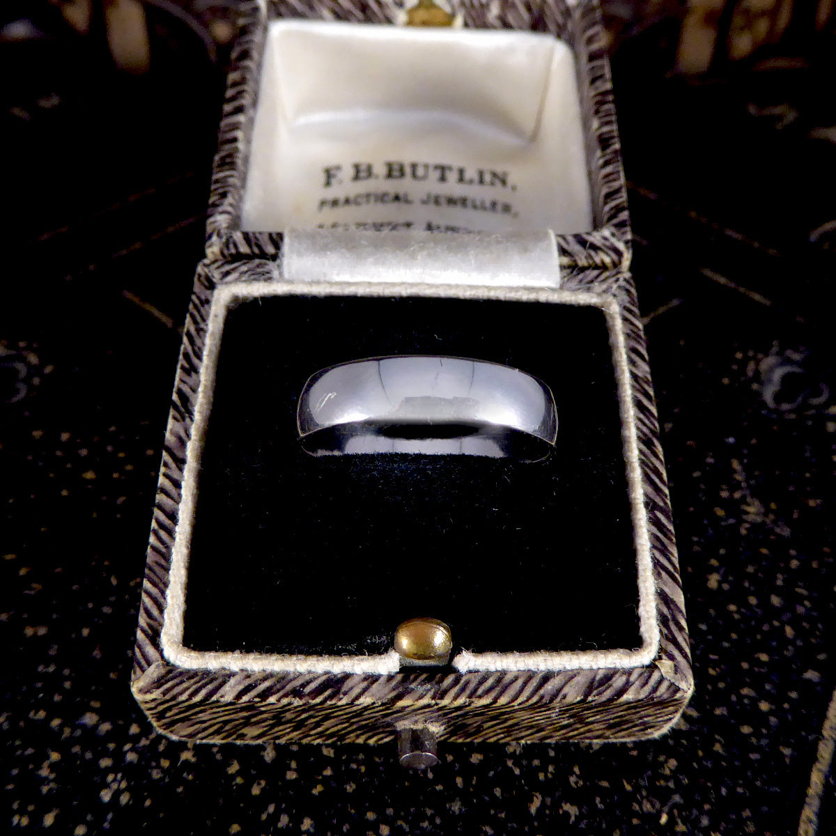 Plain Wide White Gold Millennium Wedding or Stackable Band Ring - Wharfedale Antiques