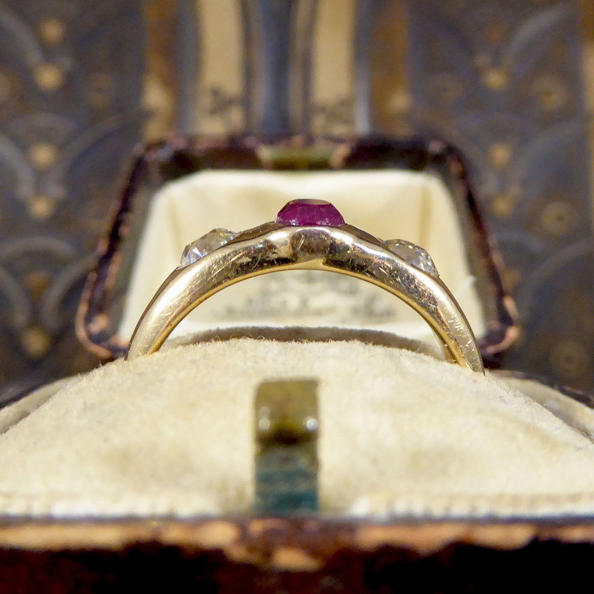 Late Victorian Ruby and Diamond Gypsy Set Band in 18ct Yellow Gold - Wharfedale Antiques