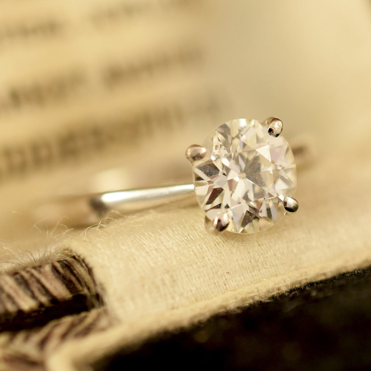 1.07ct Old European Cut Diamond Solitaire Ring in 18ct White Gold - Wharfedale Antiques