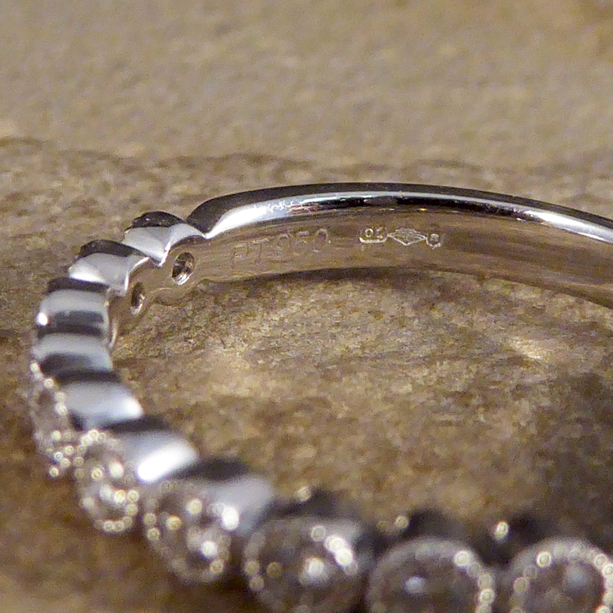 Diamond Rub Over Collar Set Platinum Half Eternity Ring - Wharfedale Antiques