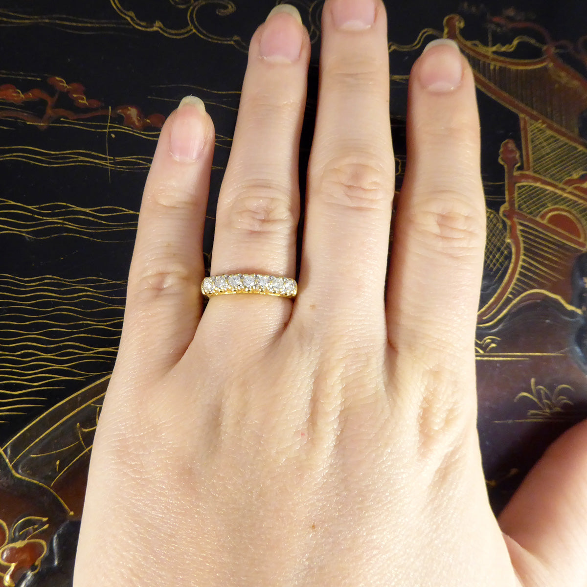 Brilliant Cut Seven Stone Diamond Millennium Ring in 18ct Yellow Gold - Wharfedale Antiques