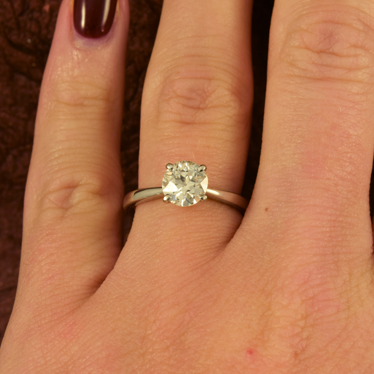 1.07ct Old European Cut Diamond Solitaire Ring in 18ct White Gold - Wharfedale Antiques
