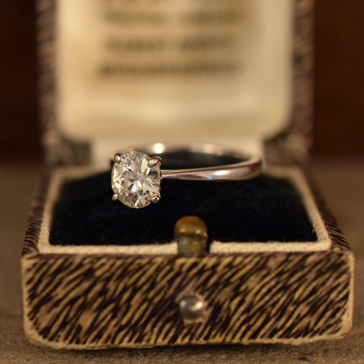 1.07ct Old European Cut Diamond Solitaire Ring in 18ct White Gold - Wharfedale Antiques