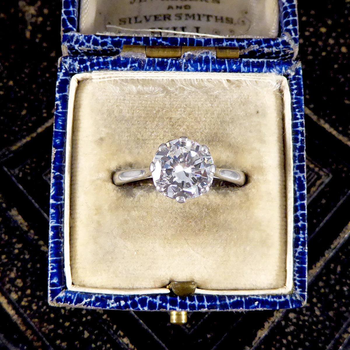 1930's 1.77ct Round Brilliant Cut Diamond Solitaire Engagement Ring in 18ct White Gold and Platinum - Wharfedale Antiques