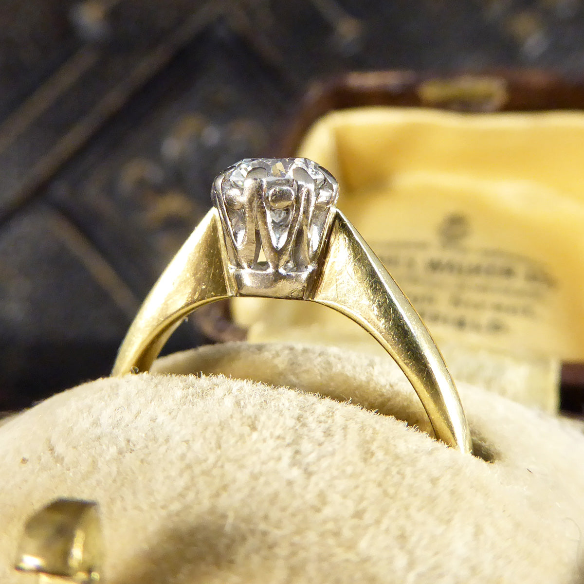 0.50ct Brilliant Cut Illusion Set Diamond Solitaire Engagement Ring in 18ct Yellow and White Gold - Wharfedale Antiques