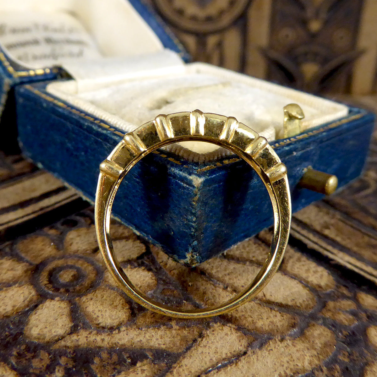 Unusual Sapphire and Diamond Spacer Ring in 18ct Yellow Gold