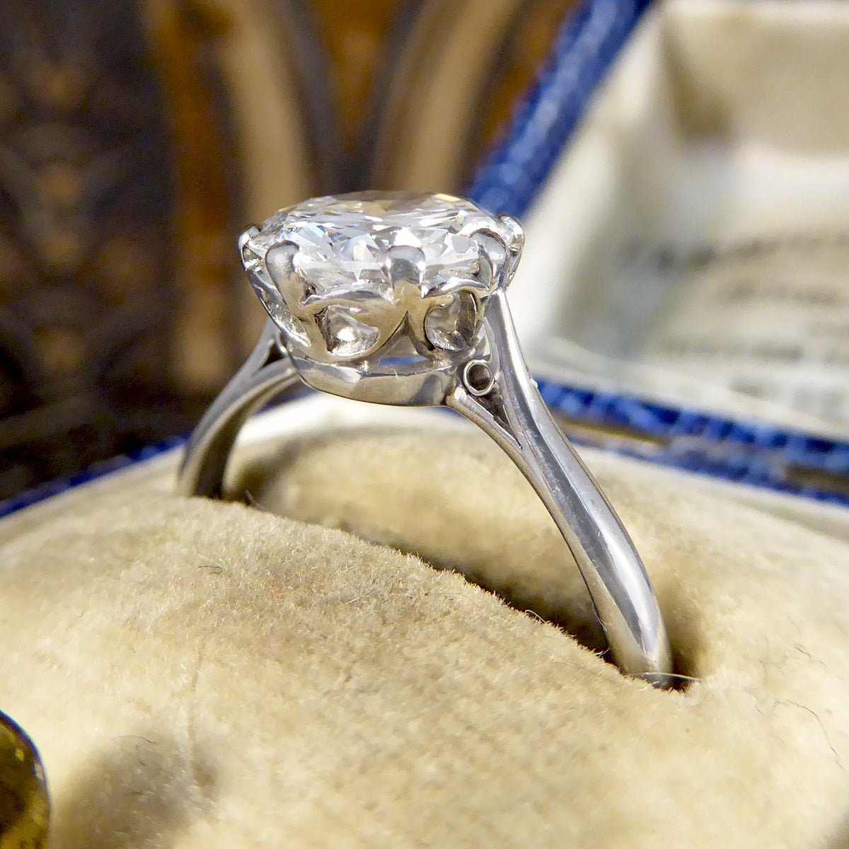 1930's 1.77ct Round Brilliant Cut Diamond Solitaire Engagement Ring in 18ct White Gold and Platinum - Wharfedale Antiques