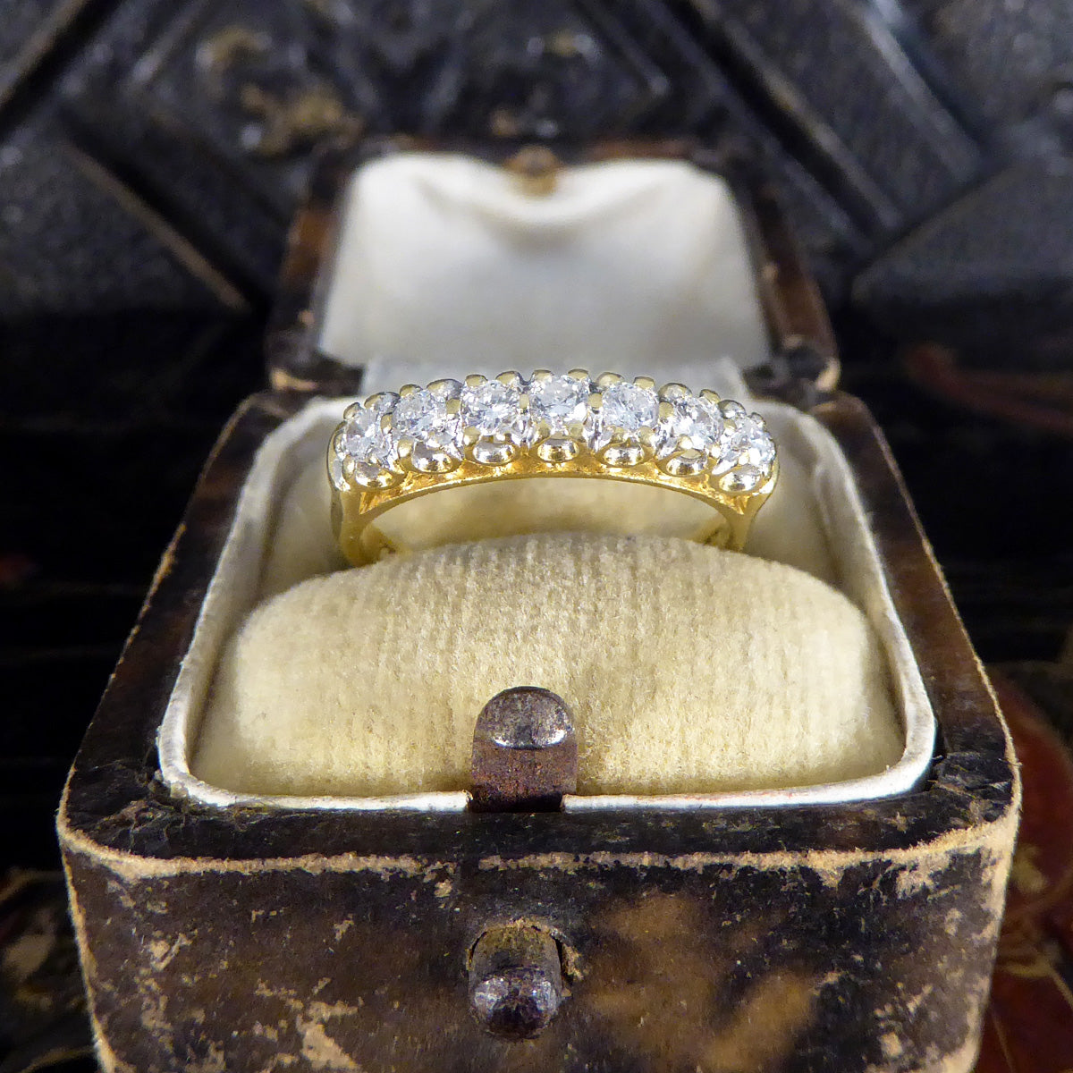 Brilliant Cut Seven Stone Diamond Millennium Ring in 18ct Yellow Gold - Wharfedale Antiques