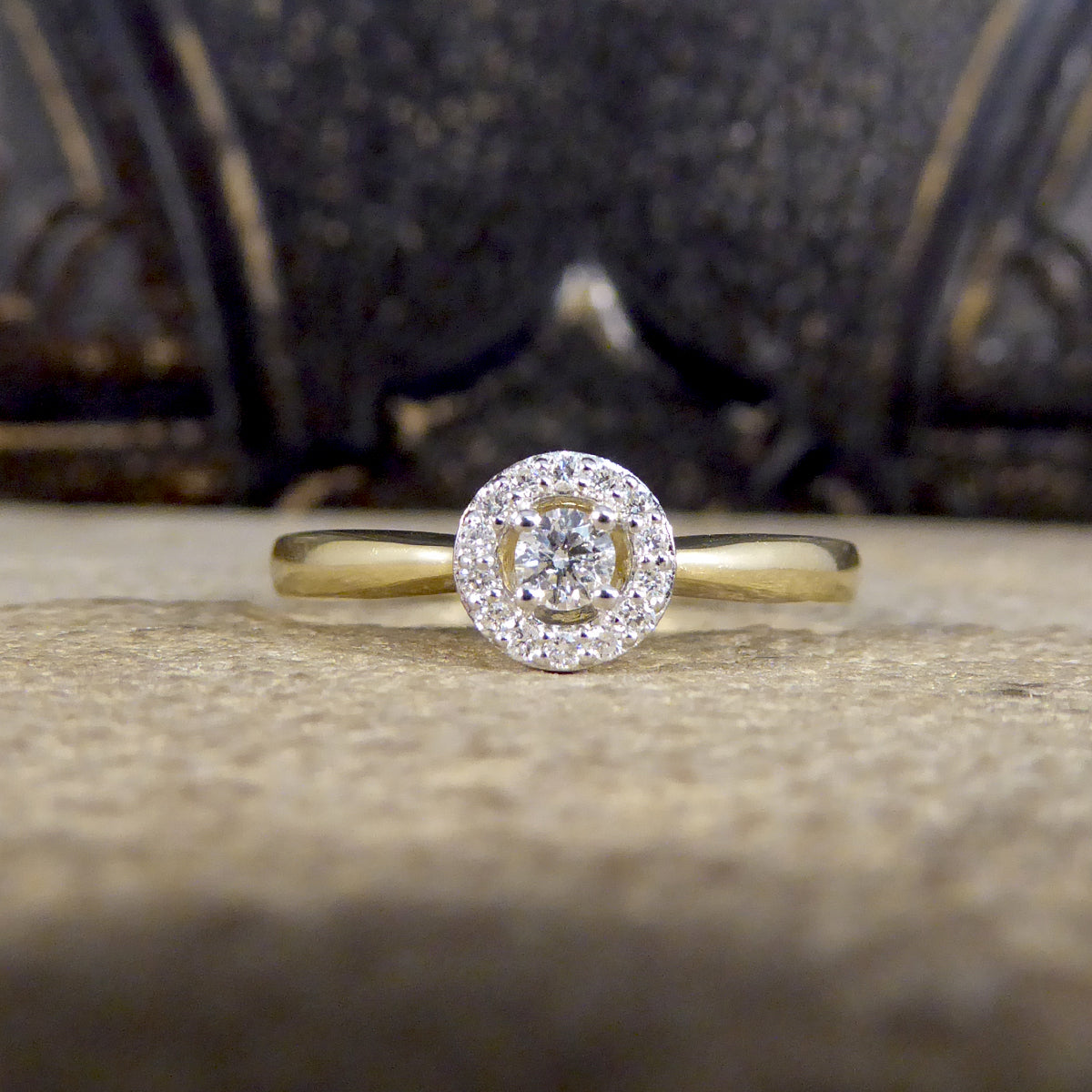 Contemporary Diamond Target Ring in 9ct Yellow Gold