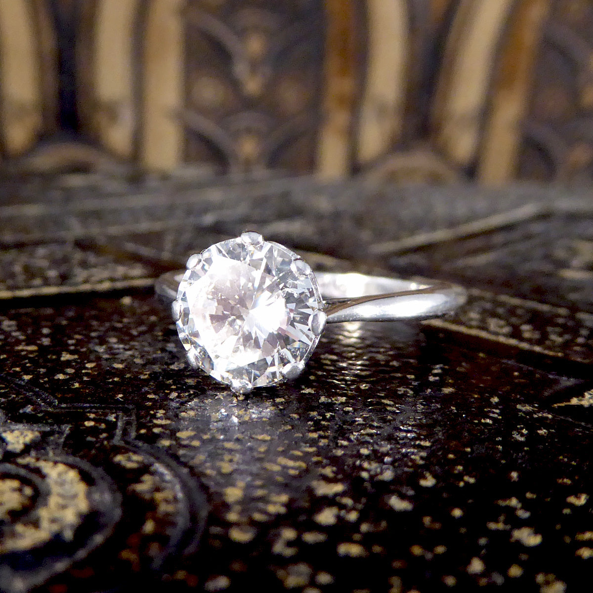 1930's 1.77ct Round Brilliant Cut Diamond Solitaire Engagement Ring in 18ct White Gold and Platinum - Wharfedale Antiques