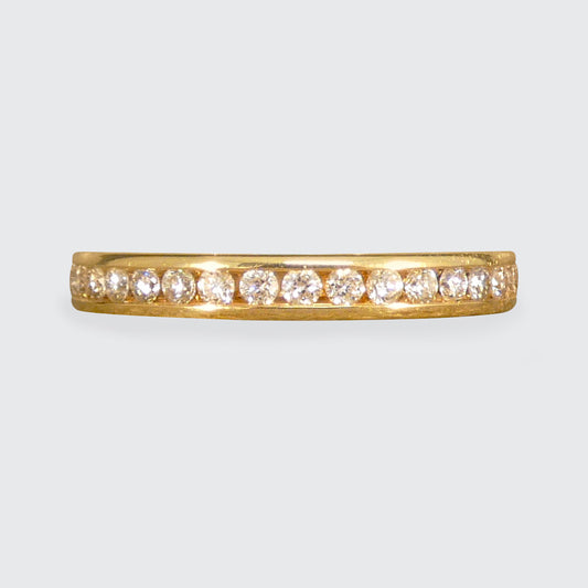 Full Diamond Eternity Ring Channel Setting 18ct Yellow Gold Small Finger Size - Wharfedale Antiques