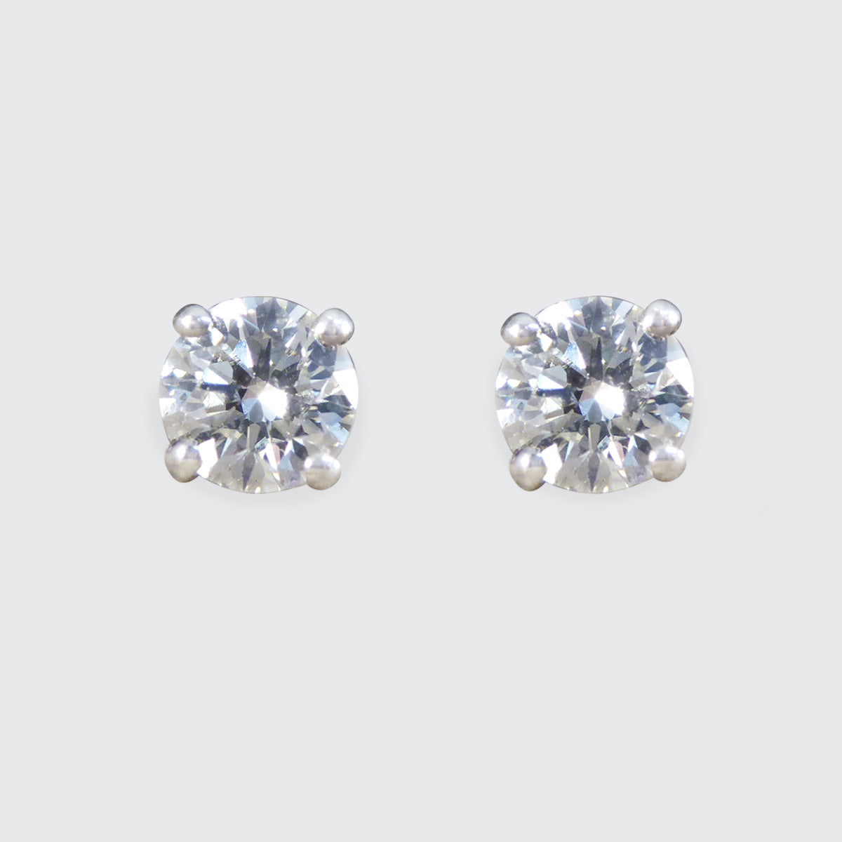 1.02ct Diamond Four Claw Stud Earrings in Platinum - Wharfedale Antiques