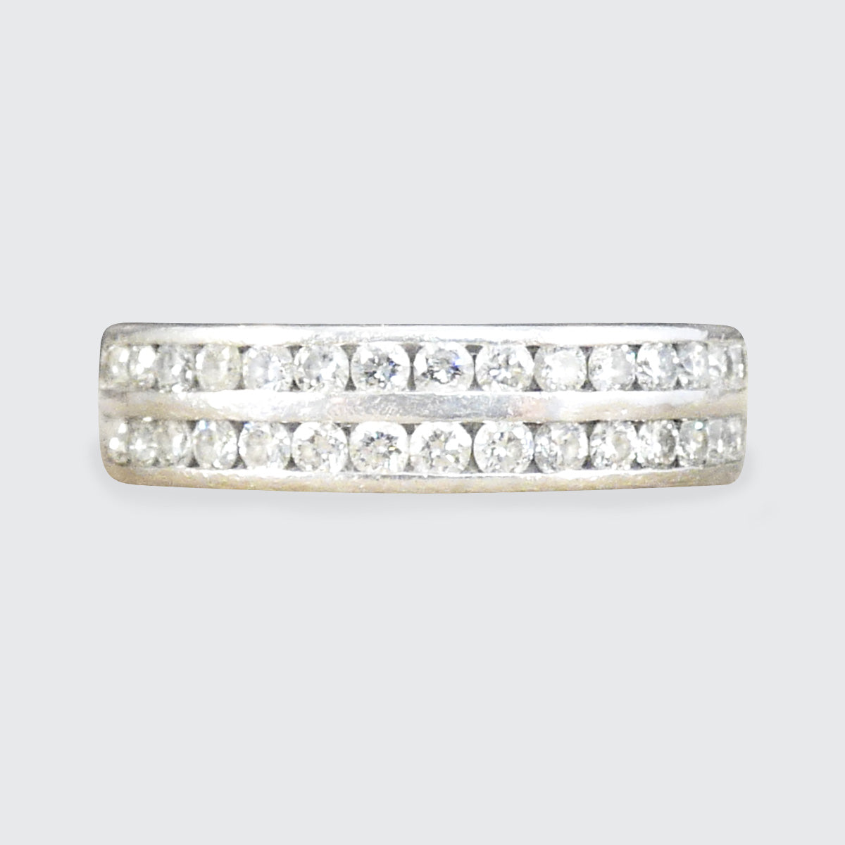 0.75ct Brilliant Cut Diamond Double Row Half Eternity Ring in Platinum - Wharfedale Antiques