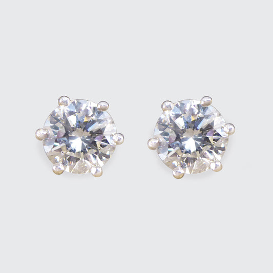 Classic Diamond Stud Earrings Weighing 1.00ct in 18ct Yellow Gold - Wharfedale Antiques