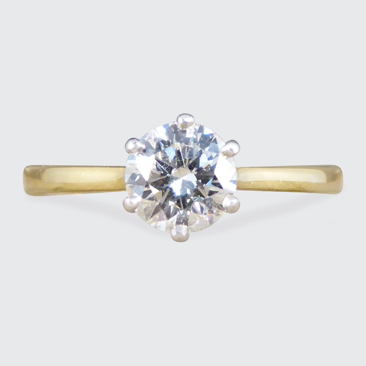 Vintage Brilliant Cut Diamond Solitaire Engagement Ring in 18ct Gold - Wharfedale Antiques