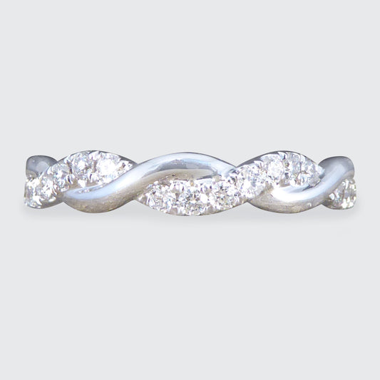 Diamond Twist Band Ring in 18ct White Gold