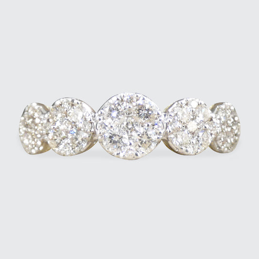Five Stone Diamond Illusion Cluster Ring in Yellow Gold - Wharfedale Antiques