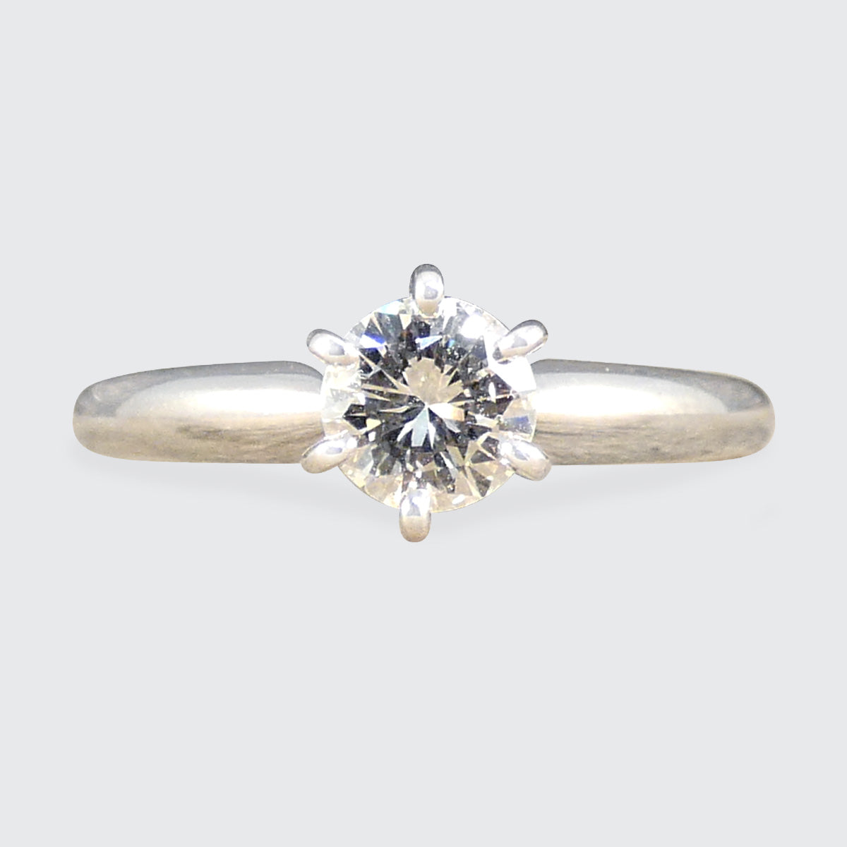 0.50ct Diamond Solitaire High Set Engagement Ring in 14ct White Gold - Wharfedale Antiques