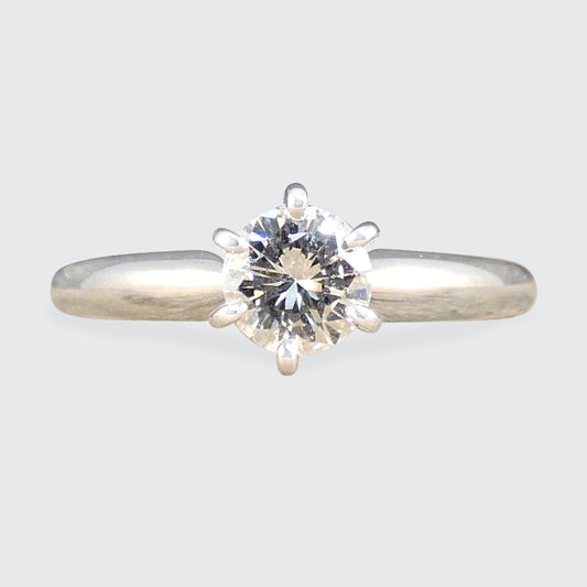 0.50ct Diamond Solitaire High Set Engagement Ring in 14ct White Gold - Wharfedale Antiques