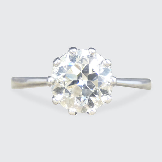 1.56ct Old European Cut Diamond Solitaire Ring in 18ct White Gold - Wharfedale Antiques