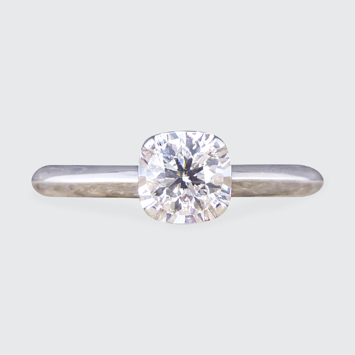 Diamond Solitaire Ring with a Cushion Cut Illusion in White Gold - Wharfedale Antiques