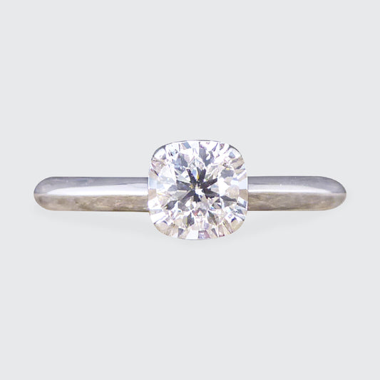 Diamond Solitaire Ring with a Cushion Cut Illusion in White Gold