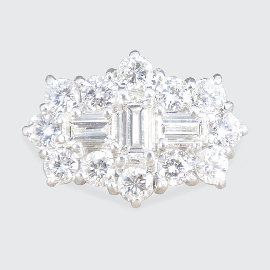2.70ct Diamond Boat Cluster Ring in 18ct White Gold