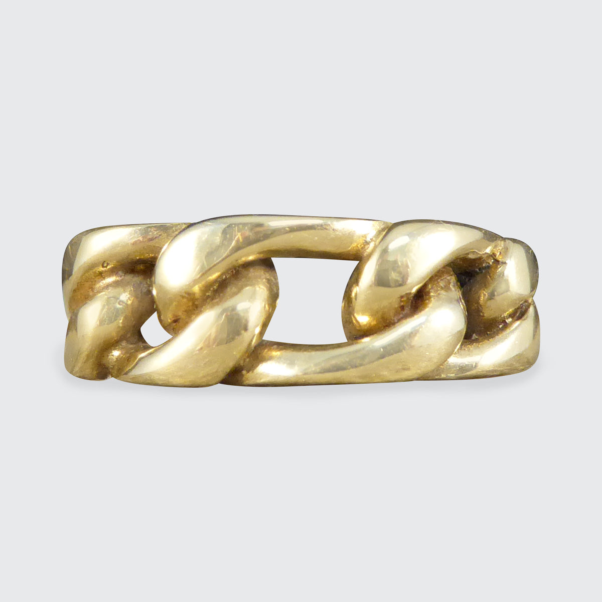 Vintage Solid Yellow Gold Curb Chain Half Band Ring - Wharfedale Antiques