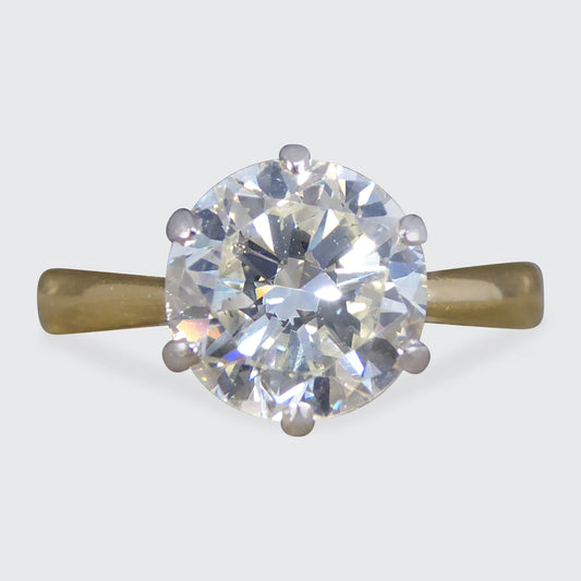 1.91ct Brilliant Cut Diamond Solitaire Ring in 18ct Yellow and White Gold - Wharfedale Antiques