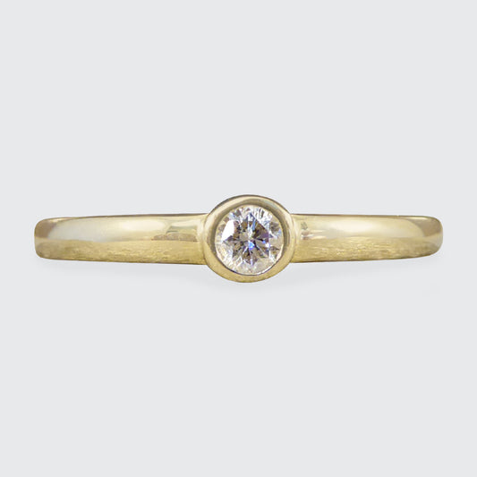 Diamond Single Stone Ring in Yellow Gold Bezel Setting - Wharfedale Antiques