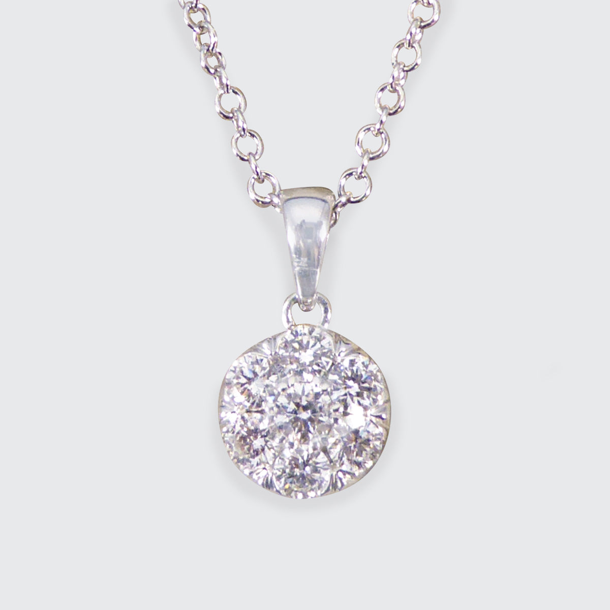 Diamond 2.00ct Illusion Cluster Pendant Necklace in White Gold