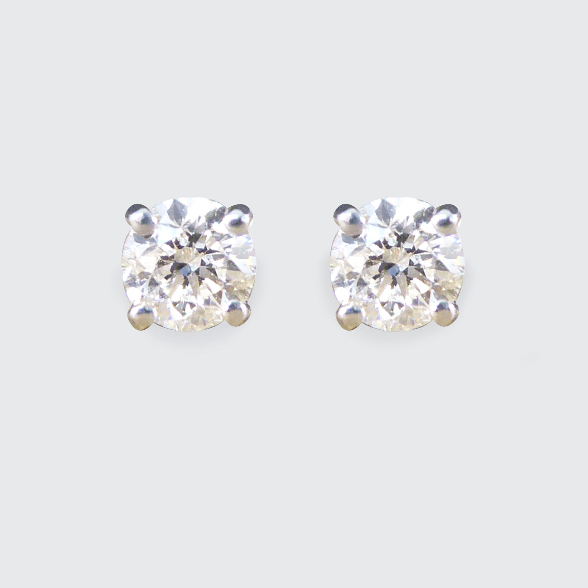 Brilliant Cut 0.53ct Diamond Stud Earrings in 18ct White Gold - Wharfedale Antiques