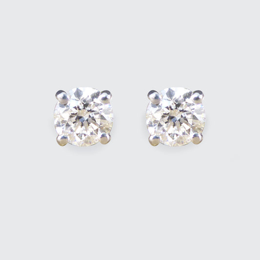 Brilliant Cut 0.53ct Diamond Stud Earrings in 18ct White Gold