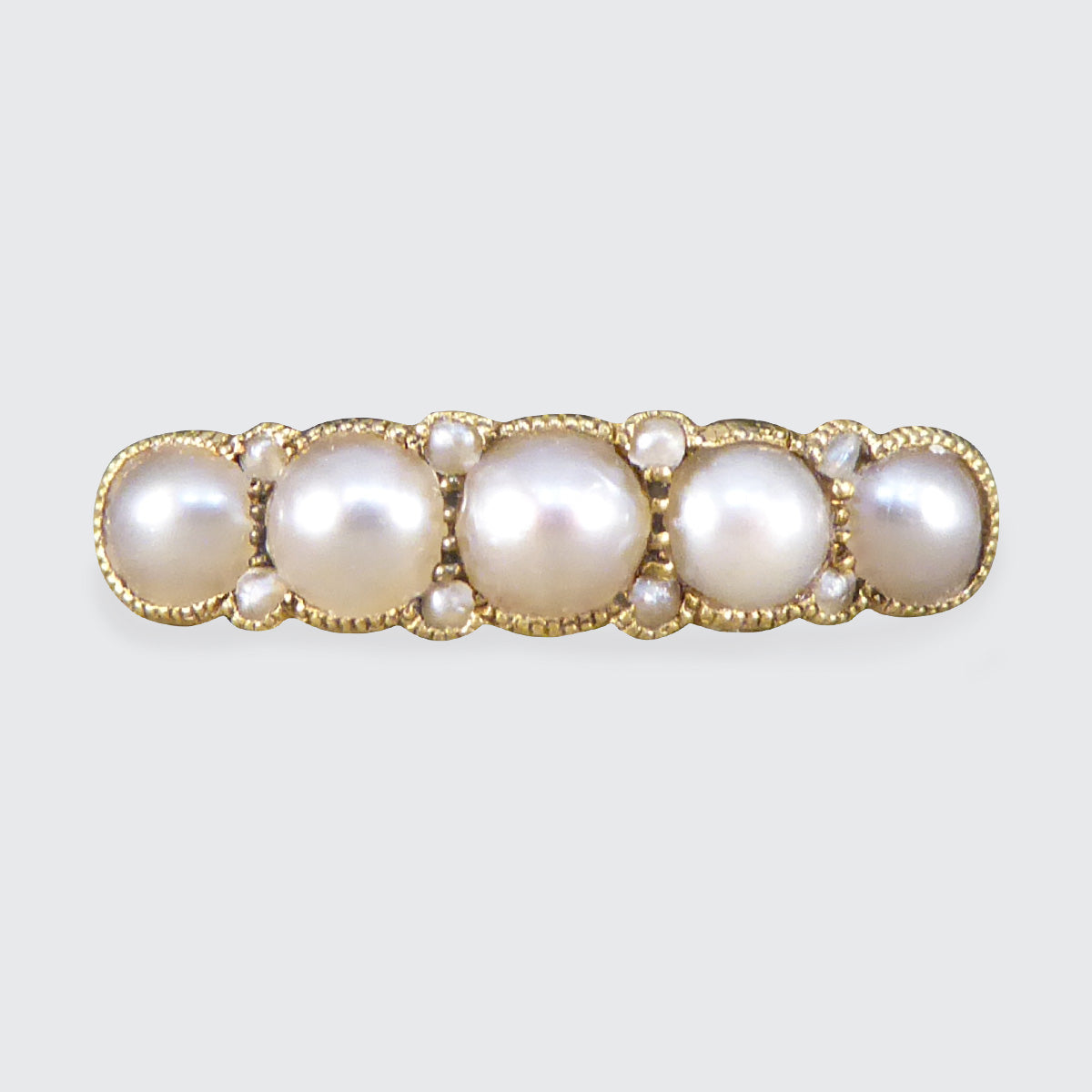 Antique Pearl Five Stone Ring in 18ct Yellow Gold C1913 - Wharfedale Antiques