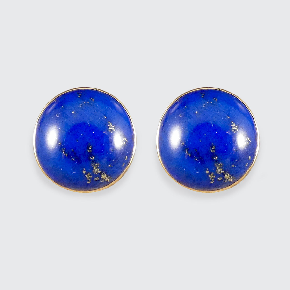 Large blue Lapis Lazuli stud earrings in 9ct yellow gold