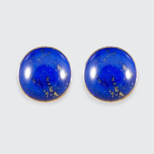 Large blue Lapis Lazuli stud earrings in 9ct yellow gold