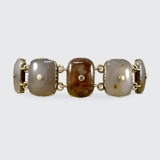 Early Victorian Agate Link Bracelet in Yellow Gold