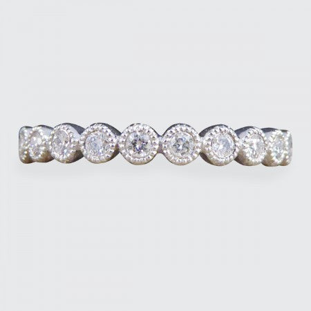 Diamond Rub Over Collar Set White Gold Half Eternity Ring - Wharfedale Antiques