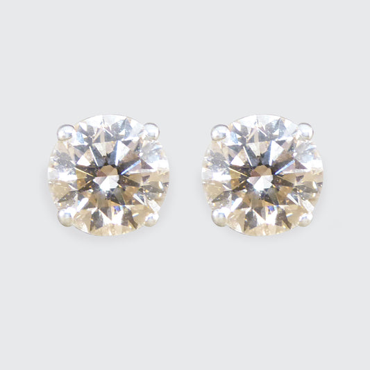 1.67ct Diamond Stud Earrings in 18ct White Gold - Wharfedale Antiques