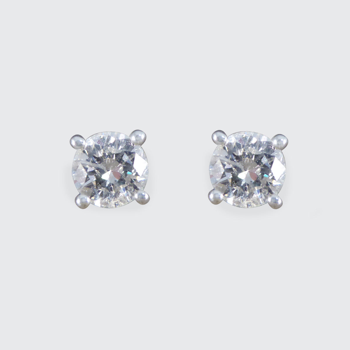 Classic Diamond Stud Earrings in 18ct White Gold - Wharfedale Antiques