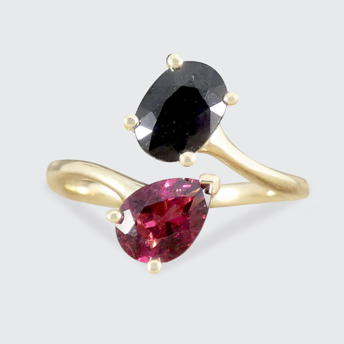 Toi Et Moi Gemstone ring in 9ct yellow gold