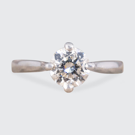 GIA Cert VVS2 0.90ct Brilliant Cut Diamond Solitaire Ring in Platinum - Wharfedale Antiques